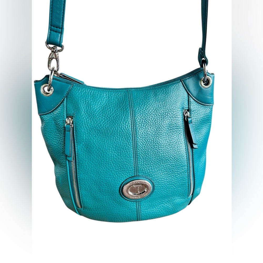 Tignanello Organizer Crossbody Bag – Blue Teal Leather. - Picture 4 of 11